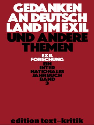 cover image of Gedanken an Deutschland im Exil und andere Themen
